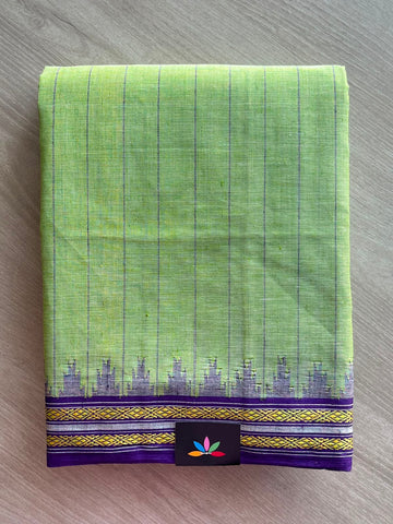Kuppadam Border Handspun and Handwoven Kora Cotton Saree - 34551