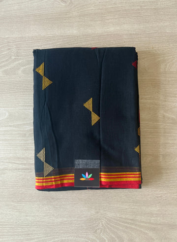 Black Jamdani Handloom Soft Cotton Saree-4542