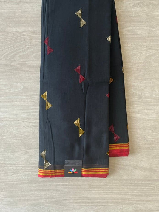 Black Jamdani Handloom Soft Cotton Saree-4542