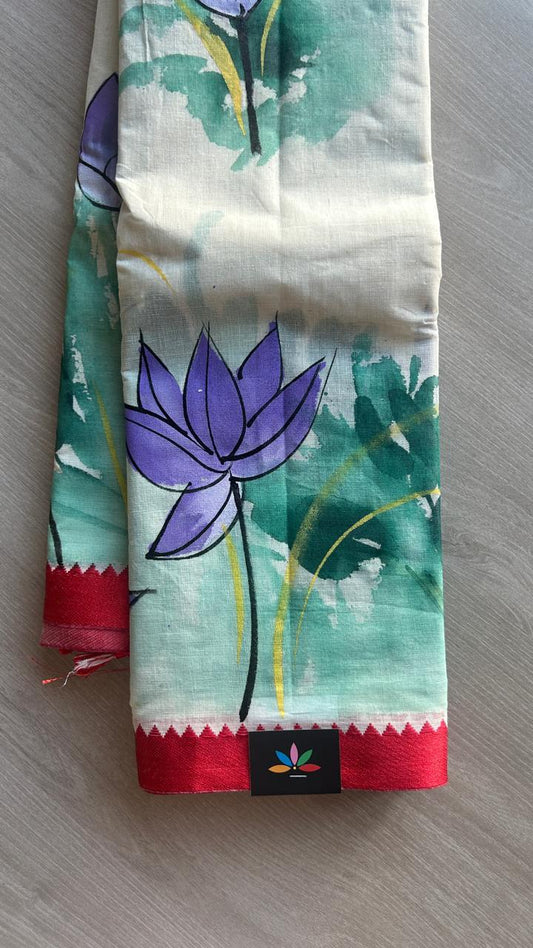 Hand painted Bengal Cotton Saree-24539