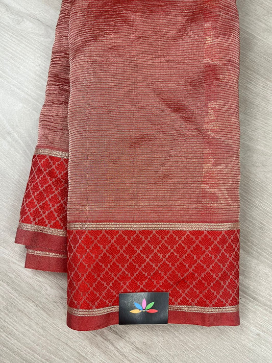 Banarasi Crushed Tissue Silk Saree with Mashru Silk Pallu and Blouse -13126