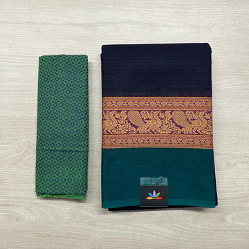 Chettinad Cotton Saree with zari border-3367