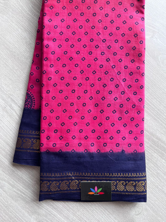 Zari Border Sungudi Print Pure Cotton Saree -9494