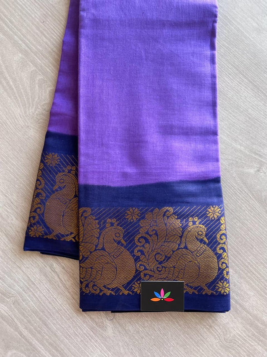 Plain Contrast Border Cotton Saree -9644