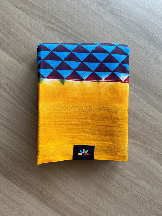 Printed Contrast Border Cotton Saree-21093