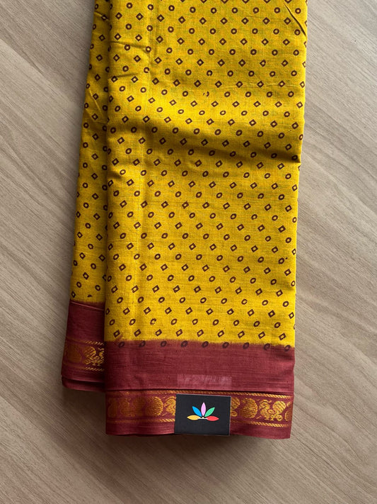 Zari Border Sungudi Print Pure Cotton Saree -22004