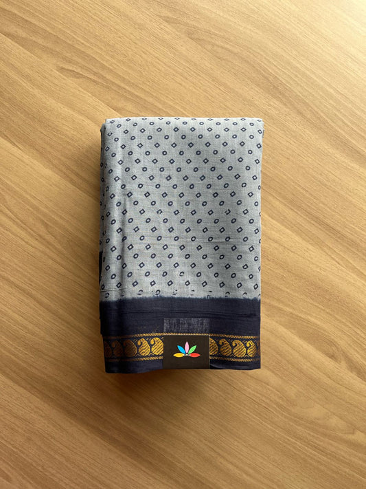 Zari Border Sungudi Print Pure Cotton Saree -22013