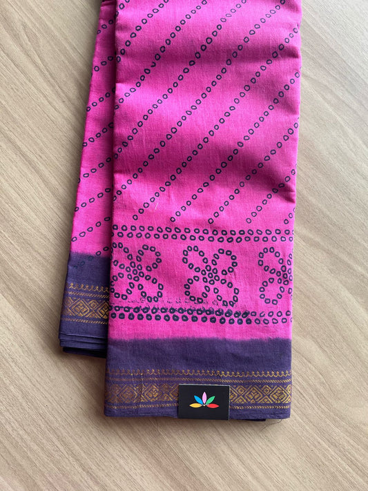 Zari Border Sungudi Print Pure Cotton Saree -22014