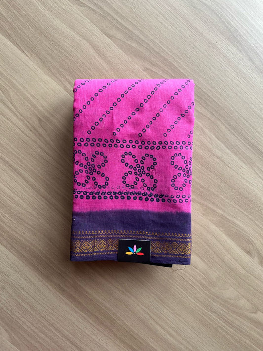 Zari Border Sungudi Print Pure Cotton Saree -22014