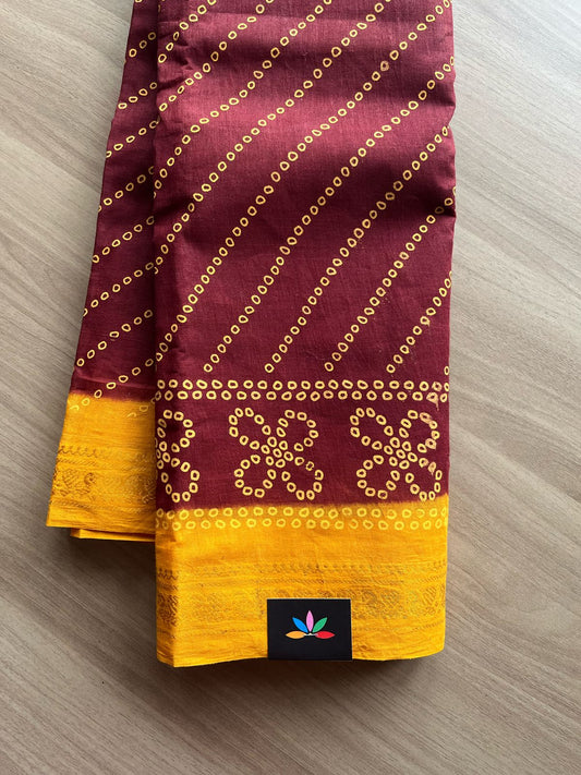 Zari Border Sungudi Print Pure Cotton Saree -22015