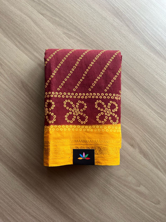 Zari Border Sungudi Print Pure Cotton Saree -22015