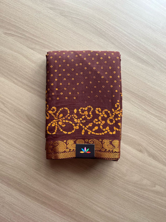 Zari Border Printed Cotton Saree -22019