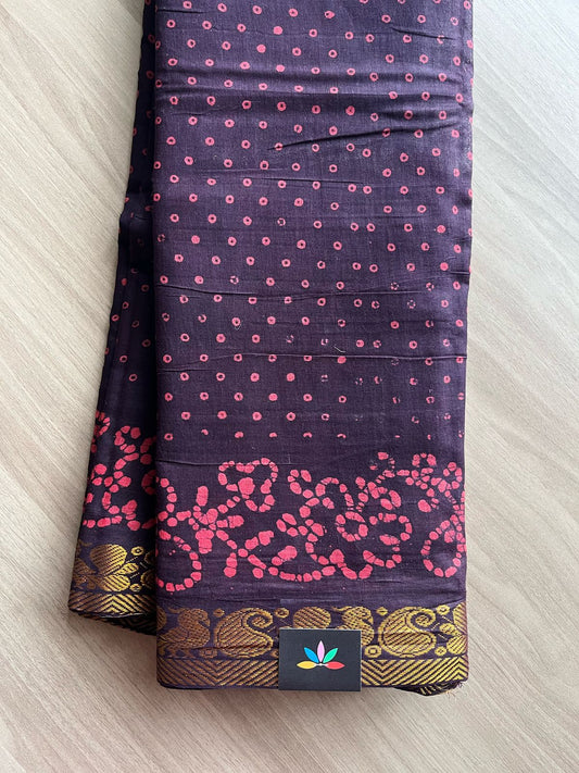 Zari Border Printed Cotton Saree -22021
