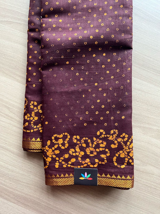 Zari Border Printed Cotton Saree -22023