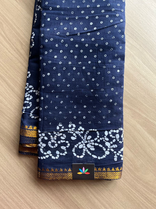 Zari Border Printed Cotton Saree -22024