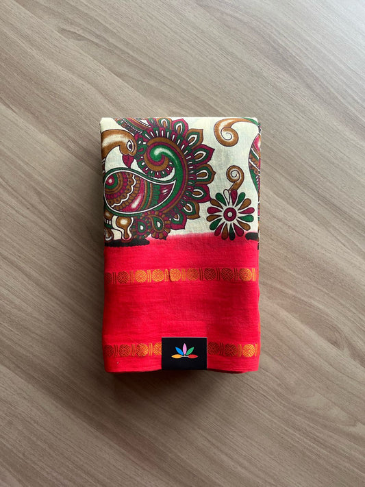 Kalamkari Print Rudrakhsam Border Cotton Saree -22026
