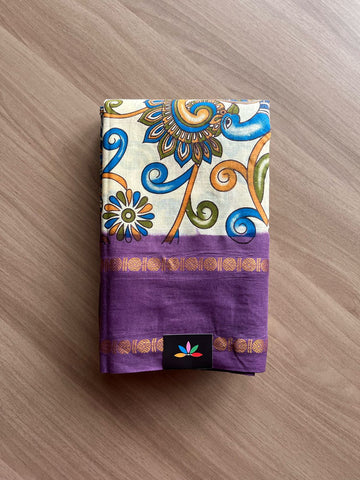 Kalamkari Print Rudrakhsam Border Cotton Saree -22027
