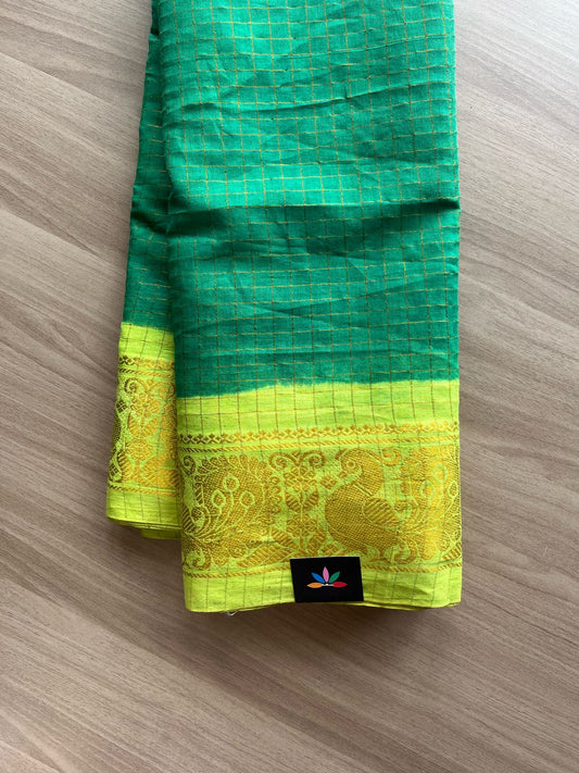 Zari Checks Contrast Border Cotton Saree-22055