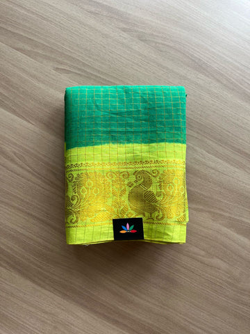 Zari Checks Contrast Border Cotton Saree-22055