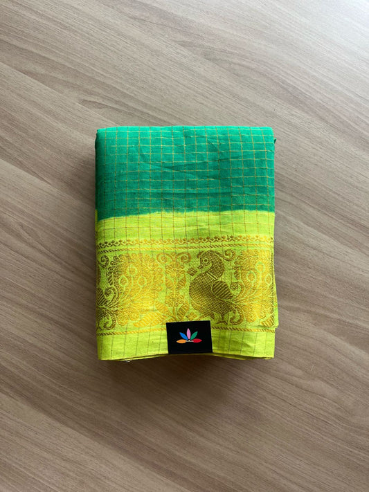 Zari Checks Contrast Border Cotton Saree-22055