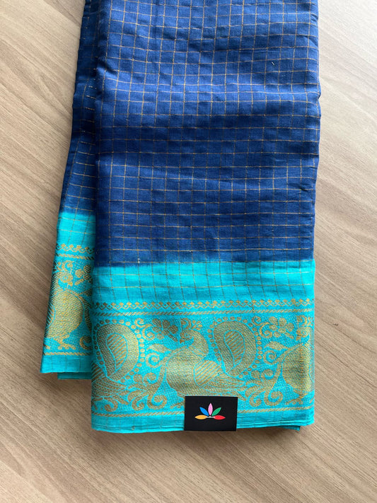 Zari Checks Contrast Border Cotton Saree-22057