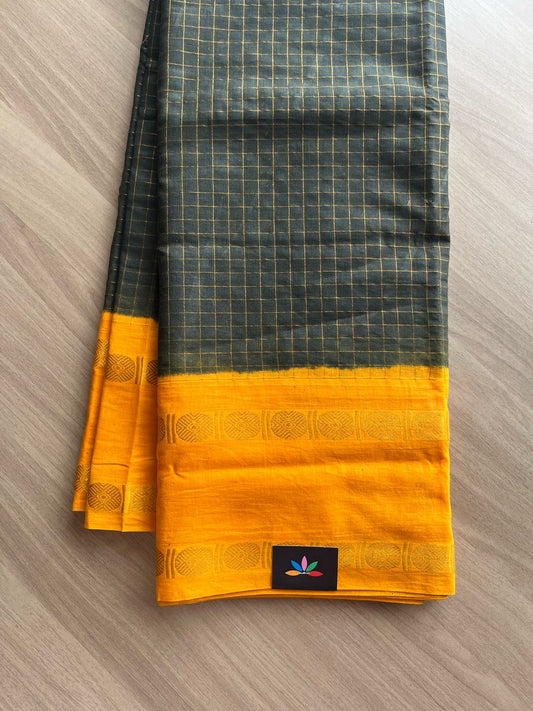 Zari Checks Contrast Border Cotton Saree-22064