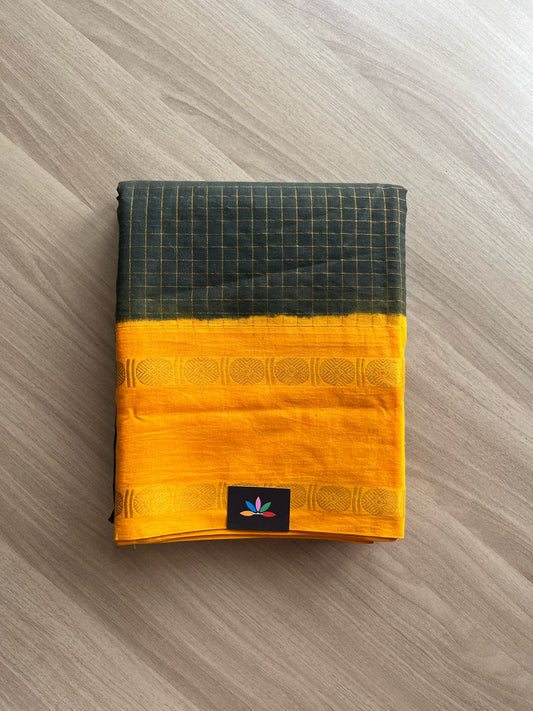 Zari Checks Contrast Border Cotton Saree-22064