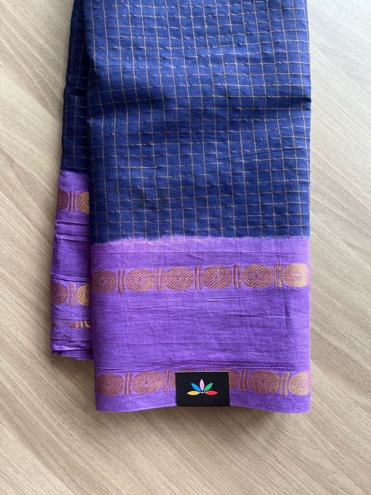 Zari Checks Contrast Border Cotton Saree-22065