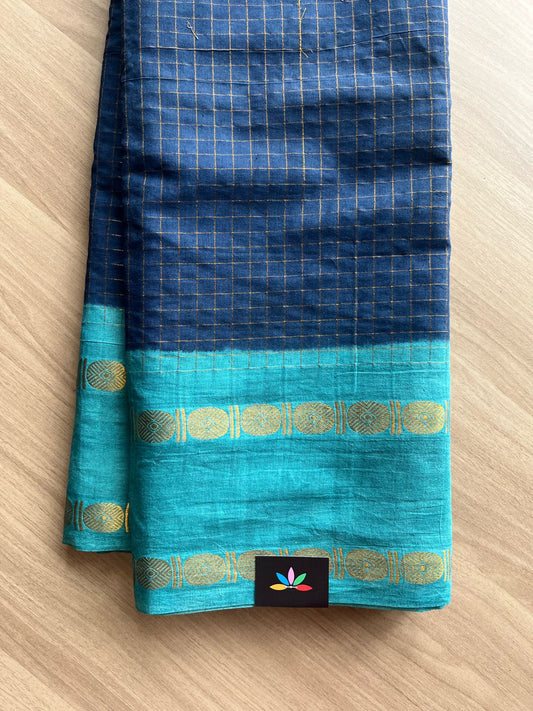 Zari Checks Contrast Border Cotton Saree-22067