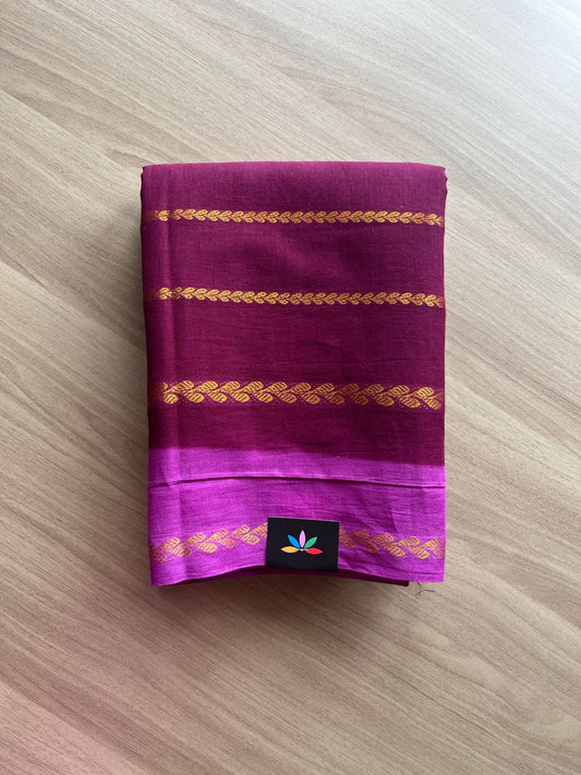 Contrast Border Vine Stripe Cotton Saree -22069
