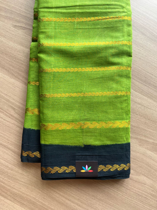 Contrast Border Vine Stripe Cotton Saree-22070