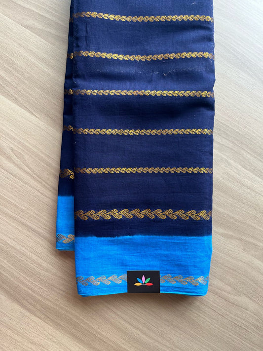 Contrast Border Vine Stripe Cotton Saree-22071