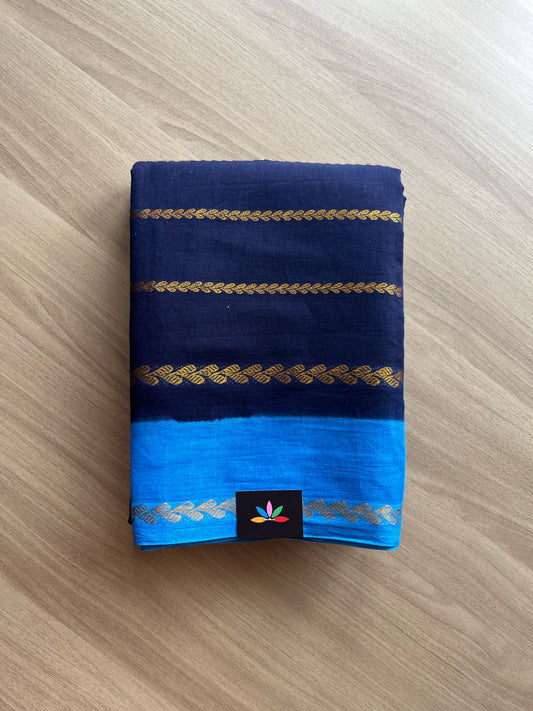 Contrast Border Vine Stripe Cotton Saree-22071