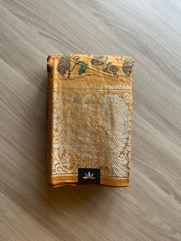 Zari Checks Floral Design Cotton Saree-22330-22331
