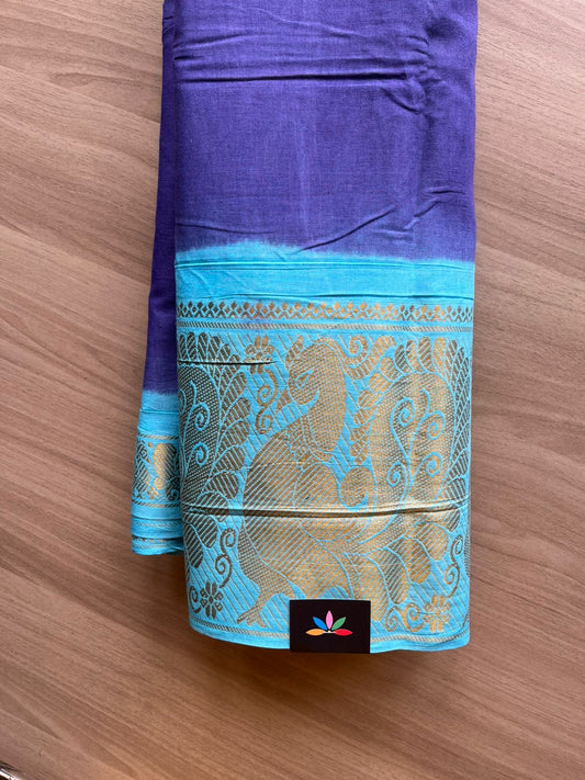 Contrast Mayil Border Cotton Saree-22338