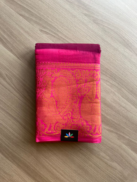Contrast Mayil Border Cotton Saree-22342
