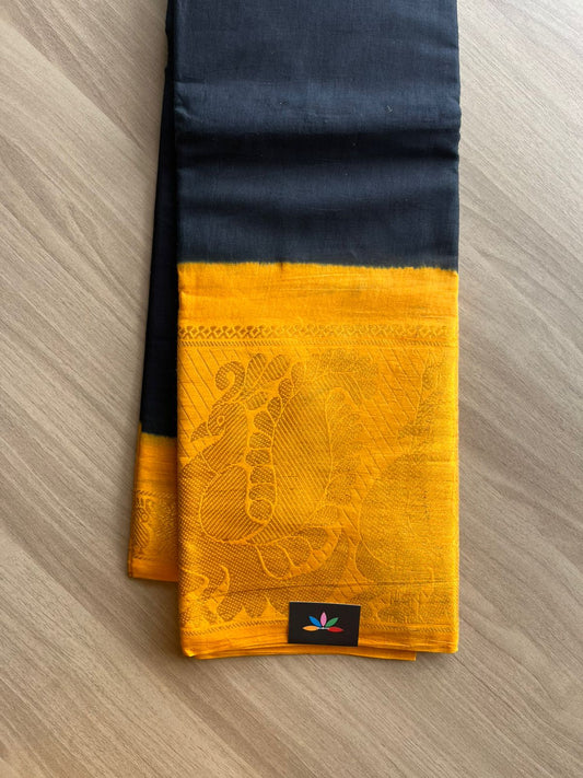 Contrast Mayil Border Cotton Saree-22343