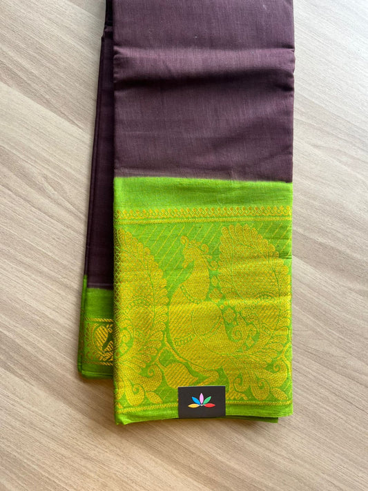 Contrast Mayil Border Cotton Saree-22344