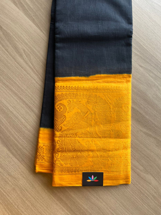 Contrast Mayil Border Cotton Saree-22346