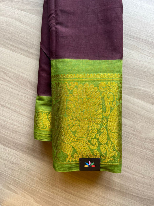 Contrast Mayil Border Cotton Saree-22347