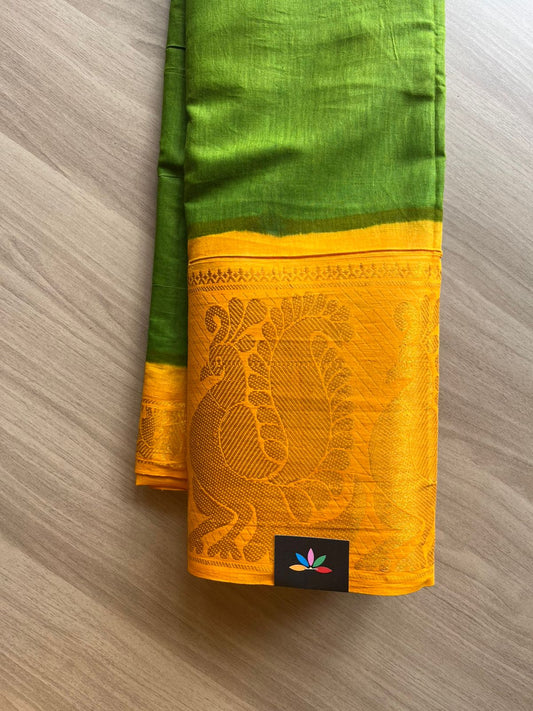 Contrast Mayil Border Cotton Saree-22348-22349
