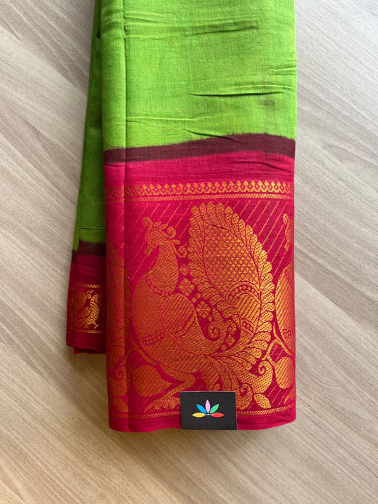 Contrast Mayil Border Cotton Saree-22350-22351
