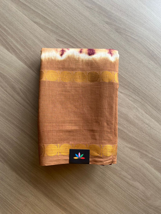 Shibori Printed Soft Cotton Saree with Zari Border- 22353