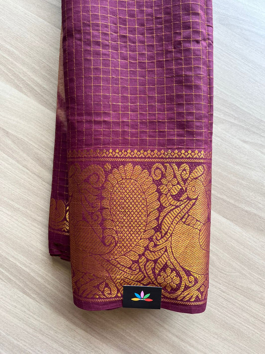 Zari Checks Shibori Big Border Cotton Saree-22373