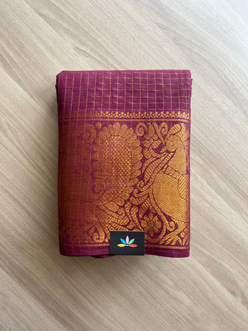 Zari Checks Shibori Big Border Cotton Saree-22373