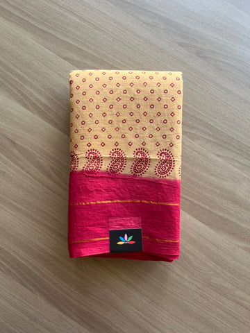 Zari Border Sungudi Print Pure Cotton Saree -22393
