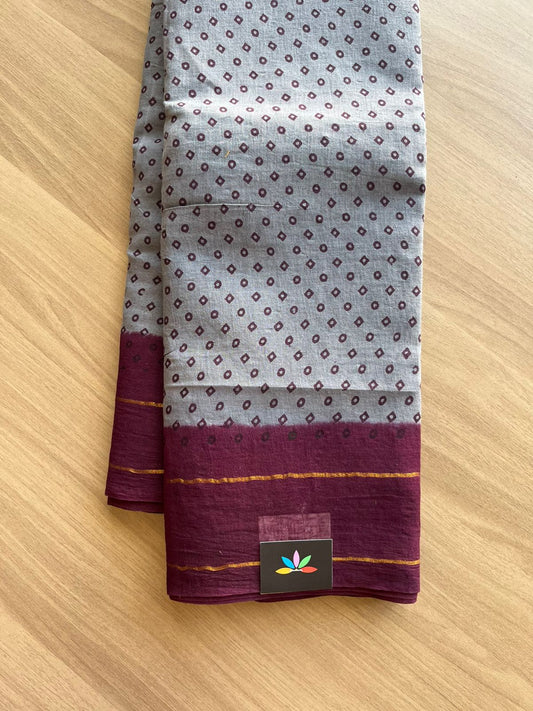 Zari Border Sungudi Print Pure Cotton Saree -22394