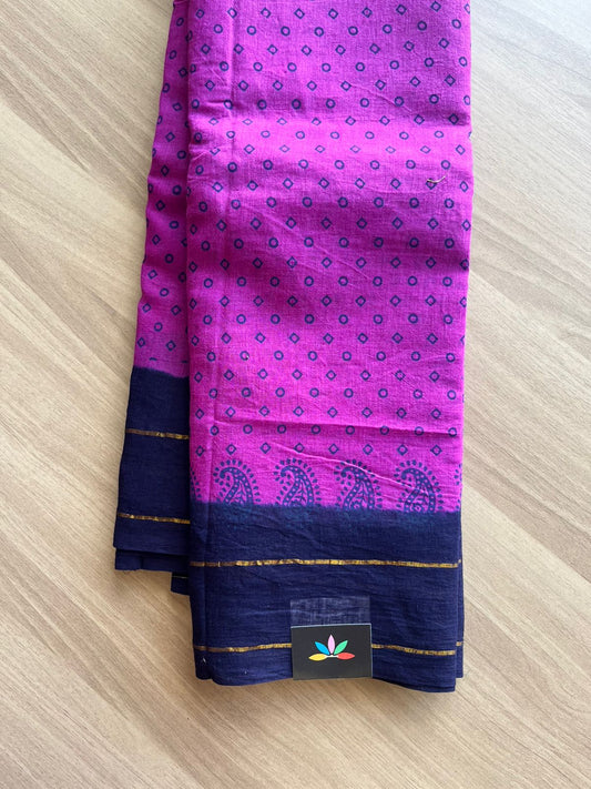 Zari Border Sungudi Print Pure Cotton Saree -22399-22400