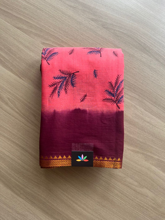 Zari Border Printed Cotton Saree -22552