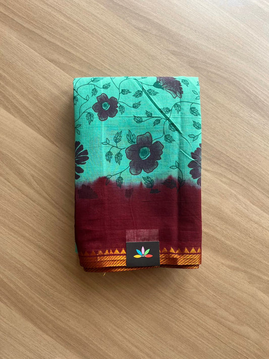 Zari Border Printed Cotton Saree -22553-22554